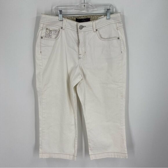 Gloria Vanderbild Women’s White Capri Jean Pants size 10 - Picture 1 of 3
